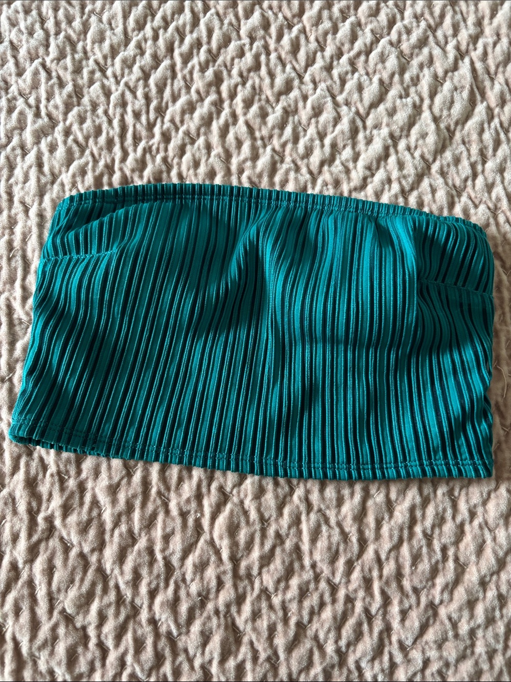 Salt + Cove Teal Ribbed Bandeau Swim Top